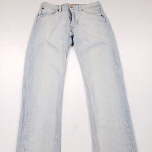 Levis 501 Jeans Mens 33x32 Blue Light Wash Straight Leg Classic Fit Button Fly
